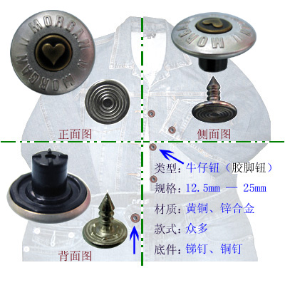 黑胶脚工字钮：12.5mm至25mm常规尺寸